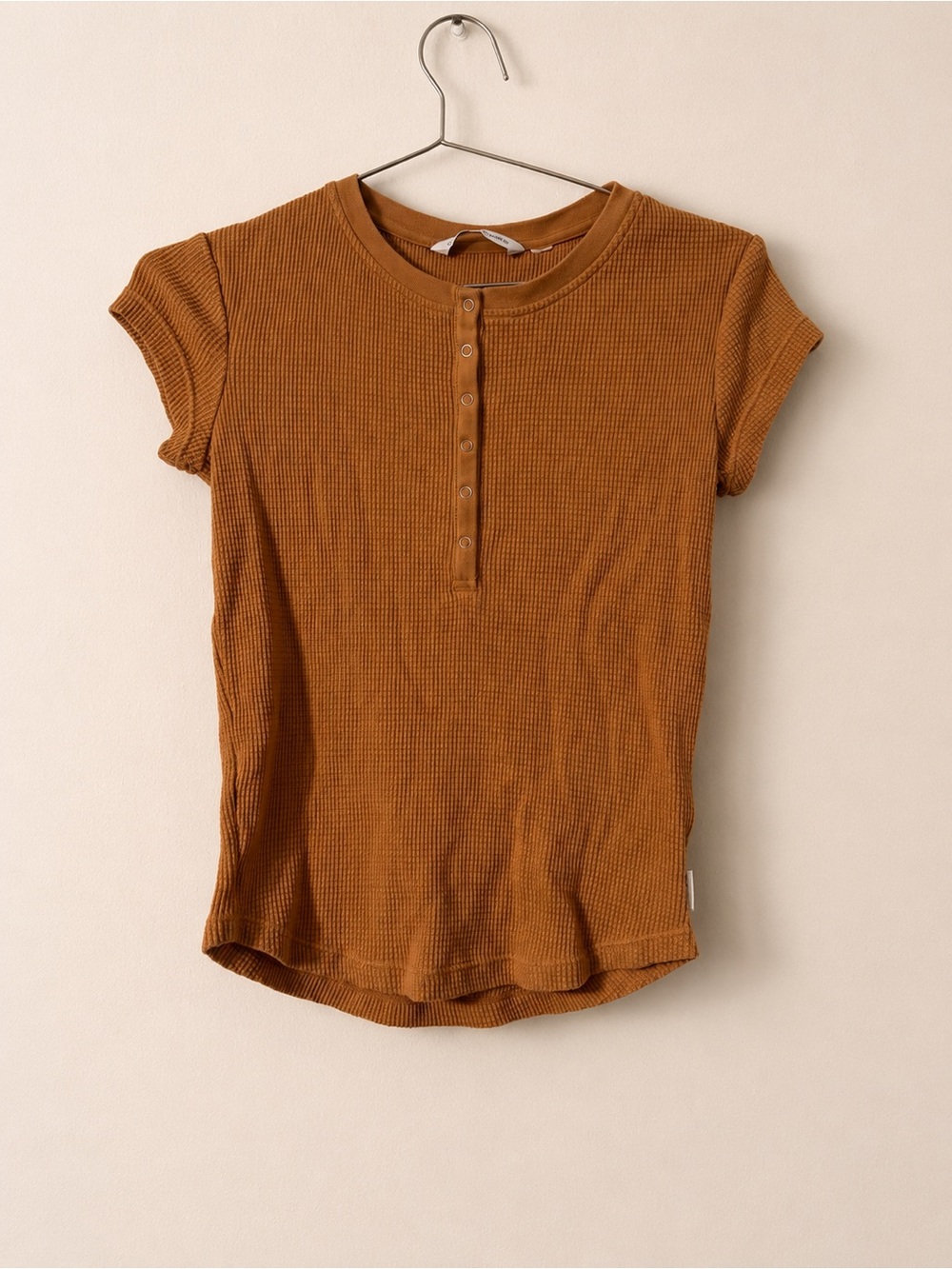 Calvin Klein Jeans waffle knit Henley top.